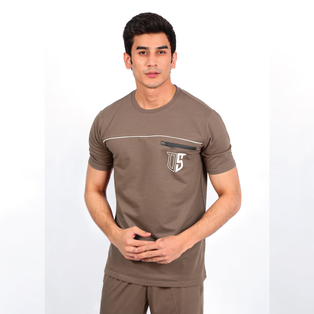 Beige Zipster Tee
