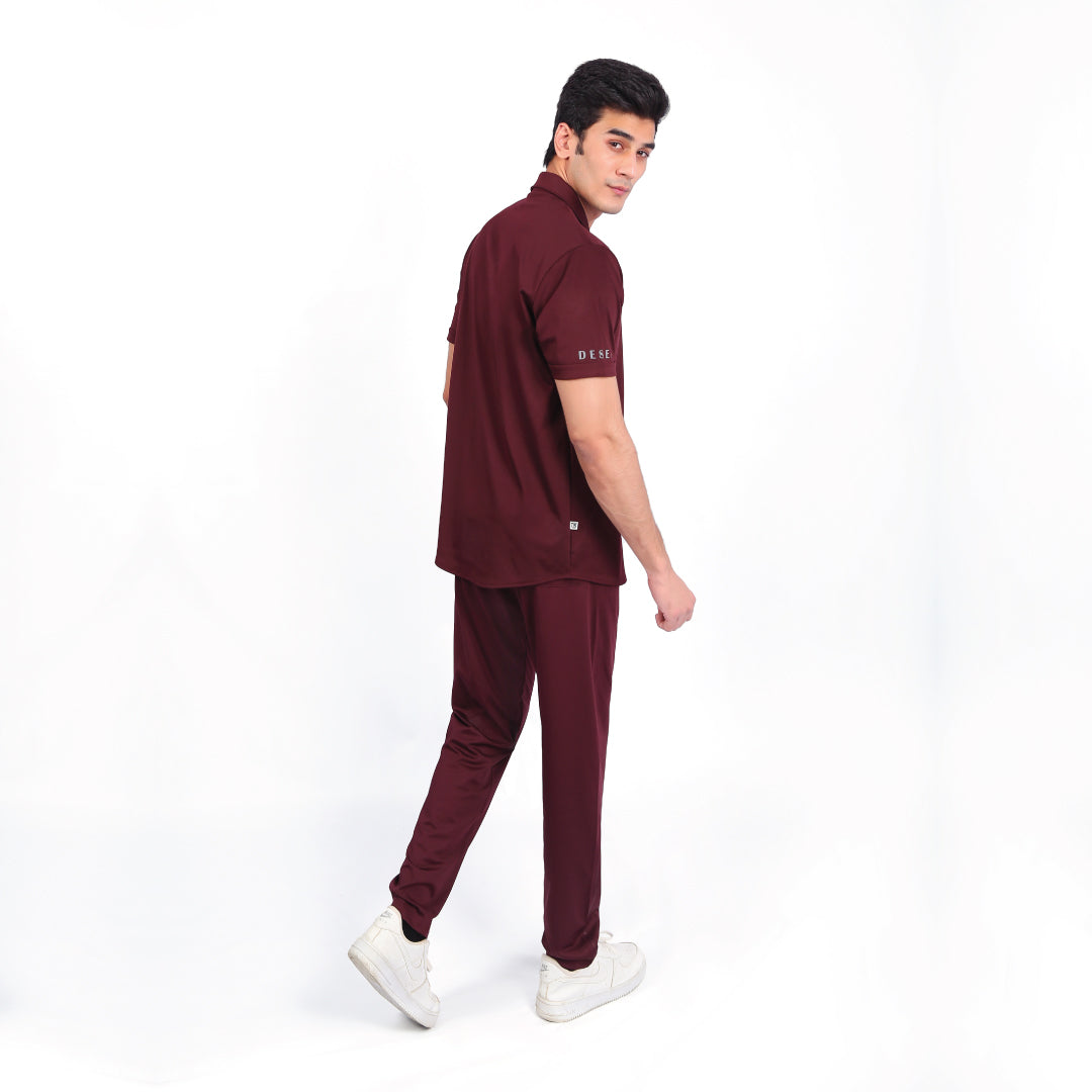 Maroon Button Down Suit